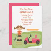 かわいいゴルフガールズパーティーの招待状 招待状 (正面/裏面)