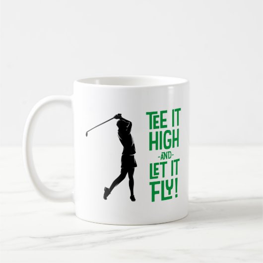 かわいいゴルフティーおもしろいユーモススポーツプロブラックグリーン コーヒーマグカップ (左)
