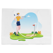 かわいいゴルフパーティー追加文字 ラージペーパーバッグ (裏面)