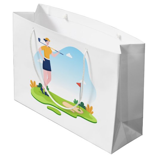 かわいいゴルフパーティー追加文字 ラージペーパーバッグ (裏面アングル)
