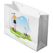 かわいいゴルフパーティー追加文字 ラージペーパーバッグ (正面アングル)