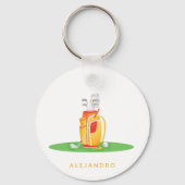 かわいいゴルフボール設備イラストレーションゴルファー名 キーホルダー (正面)