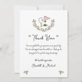 かわいいゴルフ結婚テーマのサンキューカードと写真 招待状 (裏面)