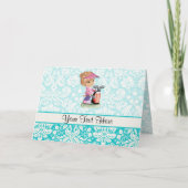 かわいいゴルフ;ダマスクパターン カード (正面)