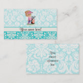 かわいいゴルフ；ダマスクパターン コーリングカード (正面/裏面)