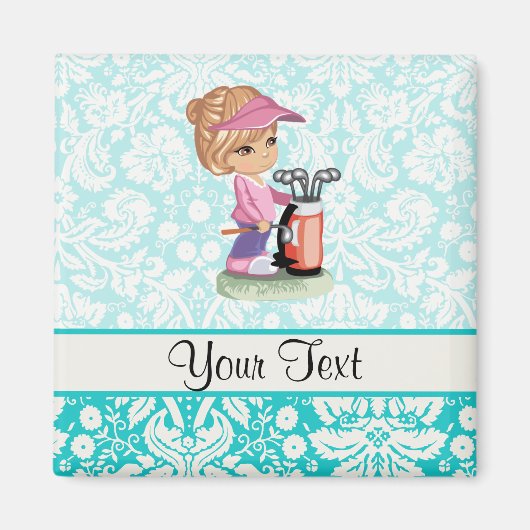 かわいいゴルフ;ダマスクパターン マグネット (正面)