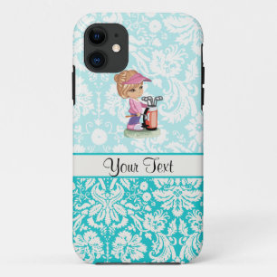 かわいいゴルフ;ダマスクパターン iPhone 11 ケース
