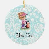 かわいいゴルフ; ダマスク織パターン セラミックオーナメント (裏面)