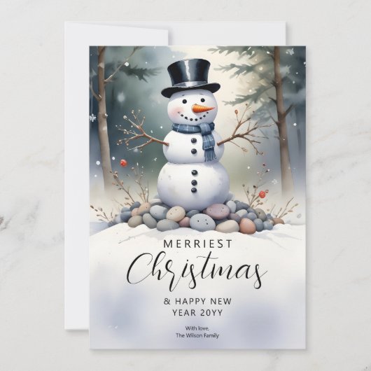 かわいいゴージャスな雪だるま霜の降りた景観林 シーズンカード (正面)