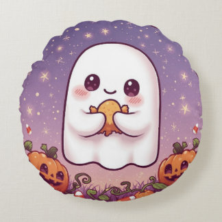 かわいいゴーストのラウンドクッション 💜👻 ラウンドクッション
