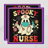 かわいいゴーストナース ハロウィン グラフィック レトロ パステル シーズンカード (正面/裏面)