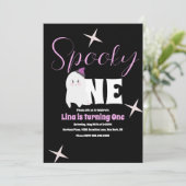 かわいいゴースト ハロウィン 誕生日 スプーキー ワン 招待状 (スタンド正面)