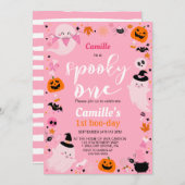 かわいいゴースト ハロウィン 誕生日 招待状 (正面/裏面)