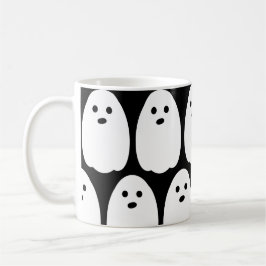 かわいいゴースト ブラック＆ホワイト コーヒーマグカップ