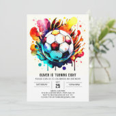 かわいいゴールオンラインサッカー誕生日 招待状 (スタンド正面)