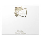 かわいいゴールデンエンジェルフェイク金ゴールドとホワイトクリスマス ノートパッド (正面)