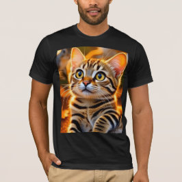 かわいいゴールデンタビーキトゥン – あたたかな秋の猫のイラスト Tシャツ