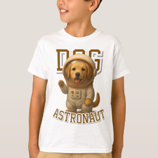 かわいいゴールデントリーバー宇宙飛行士ユニセックスの男性の女性 Tシャツ