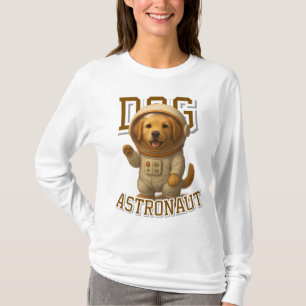 かわいいゴールデントリーバー宇宙飛行士ユニセックスの男性の女性 Tシャツ