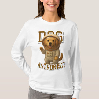 かわいいゴールデントリーバー宇宙飛行士ユニセックスの男性の女性 Tシャツ