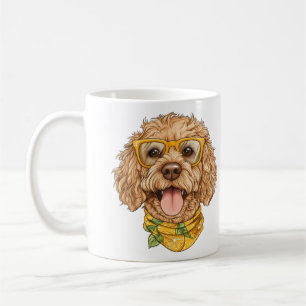 かわいいゴールデンドゥードル犬のサングラス オレンジ コーヒーマグカップ
