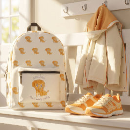 かわいいゴールデンパピー犬のキッズアート プリントバックパック