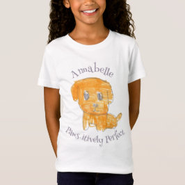 かわいいゴールデンパピー犬のキッズアート Tシャツ