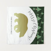 かわいいゴールデンベアークリスマスファミリー タペストリー (正面(横))