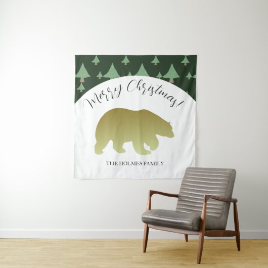 かわいいゴールデンベアークリスマスファミリー タペストリー (インサイチュ)