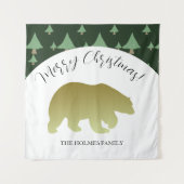 かわいいゴールデンベアークリスマスファミリー タペストリー (正面)