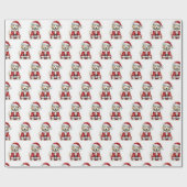 かわいいゴールデンレトリエバーサンタクロースクリスマス ラッピングペーパー (フラット)