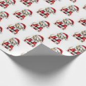 かわいいゴールデンレトリエバーサンタクロースクリスマス ラッピングペーパー (角)