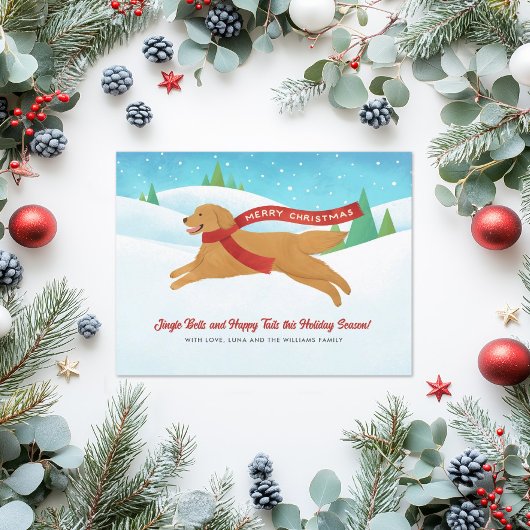 かわいいゴールデンレトリエバードグスノースクリスマス シーズンカード