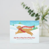 かわいいゴールデンレトリエバードグスノースクリスマス シーズンポストカード (スタンド正面)