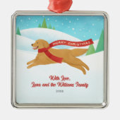 かわいいゴールデンレトリエバードグスノースクリスマス メタルオーナメント (正面)