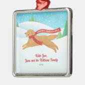 かわいいゴールデンレトリエバードグスノースクリスマス メタルオーナメント (左)