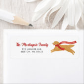 かわいいゴールデンレトリエバードグスノースクリスマス ラベル (インサイチュ)