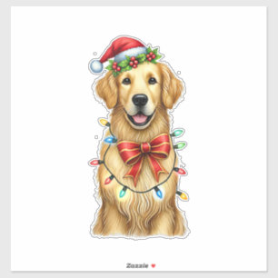 かわいいゴールデンレトリエバードッグコケットボーククリスマスM シール