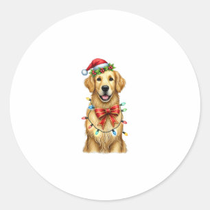 かわいいゴールデンレトリエバードッグコケットボーククリスマスM ラウンドシール