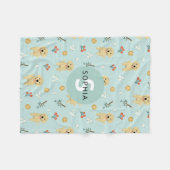 かわいいゴールデンレトリエバードッグモノグラムの子供 フリースブランケット (正面(横))