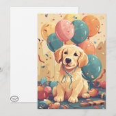 かわいいゴールデンレトリエバーパピーフラットグリーティングカード サンキューカード (正面/裏面)