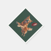 かわいいゴールデンレトリエバー遊ドッグズサッカー スタンダードカクテルナプキン (角)