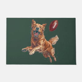 かわいいゴールデンレトリエバー遊ドッグズサッカー ドアマット