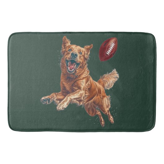 かわいいゴールデンレトリエバー遊ドッグズサッカー バスマット (正面)