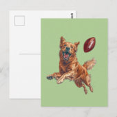 かわいいゴールデンレトリエバー遊ドッグズサッカー ポストカード (正面/裏面)