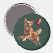 かわいいゴールデンレトリエバー遊ドッグズサッカー マグネット (正面/裏面)