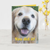 かわいいゴールデンレトリバーおめでとう院生 – あなたがやった カード (黄色い花)