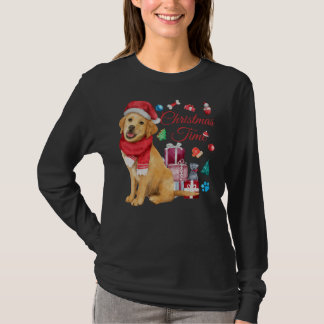 かわいいゴールデンレトリバーのクリスマスタイム Tシャツ