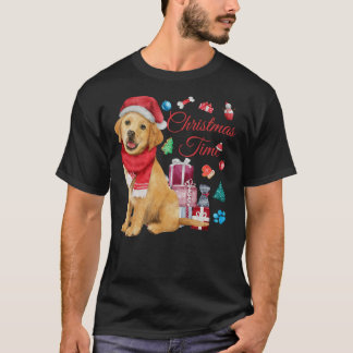 かわいいゴールデンレトリバーのクリスマスタイム Tシャツ