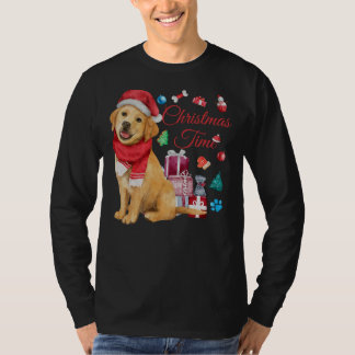 かわいいゴールデンレトリバーのクリスマスタイム Tシャツ